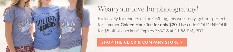 discount on Clickin Moms golden hour t-shirt