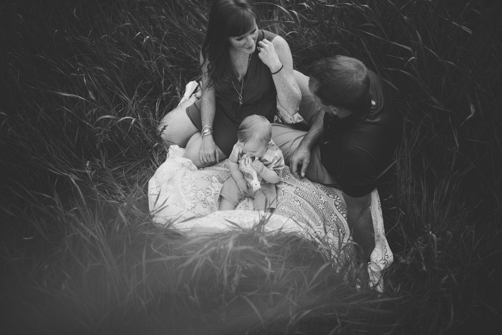 family photo in black and white by Andrea Brooke Photography