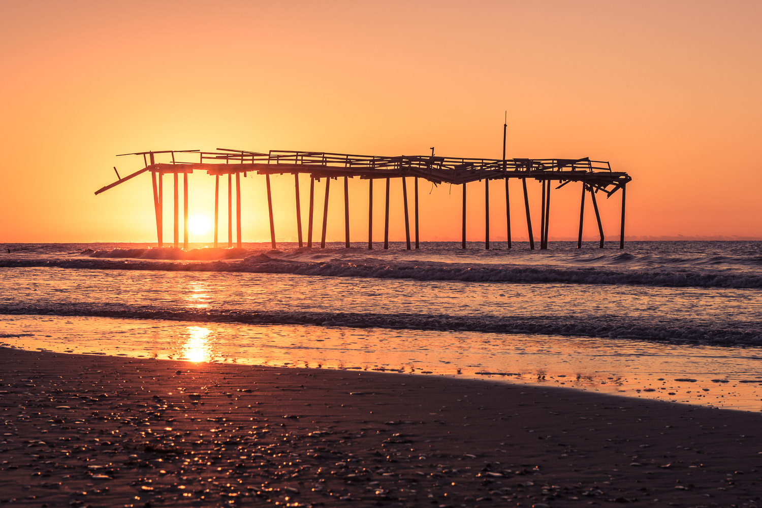 Orange Sunrise at the Frisco Pier © Jennifer Carr Photography Virginia Beach